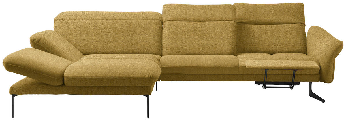 ECKSOFA in Webstoff Currygelb  - Currygelb/Anthrazit, Design, Textil/Metall (203/299cm) - Himolla