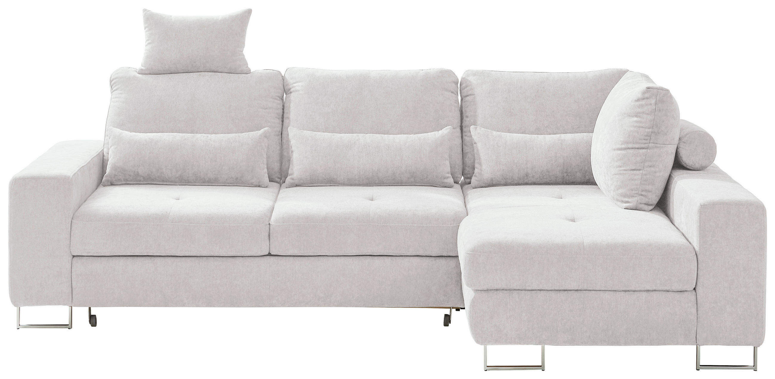 ECKSOFA Creme Flachgewebe  - Creme, Design, Textil/Metall (260/188cm) - Hom`in