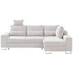 ECKSOFA  in Flachgewebe Creme  260/188 cm  - Creme, Design, Textil/Metall (260/188cm) - Hom`in