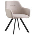 ARMLEHNSTUHL  Stoffauswahl, Sitzfläche 180° drehbar Webstoff  - Beige/Schwarz, Design, Textil/Metall (58,5/78,5/60cm) - Hom`in