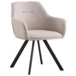 ARMLEHNSTUHL  Stoffauswahl, Sitzfläche 180° drehbar Webstoff  - Beige/Schwarz, Design, Textil/Metall (58,5/78,5/60cm) - Hom`in