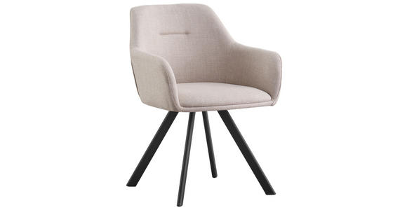 ARMLEHNSTUHL  Stoffauswahl, Sitzfläche 180° drehbar Webstoff  - Beige/Schwarz, Design, Textil/Metall (58,5/78,5/60cm) - Hom`in