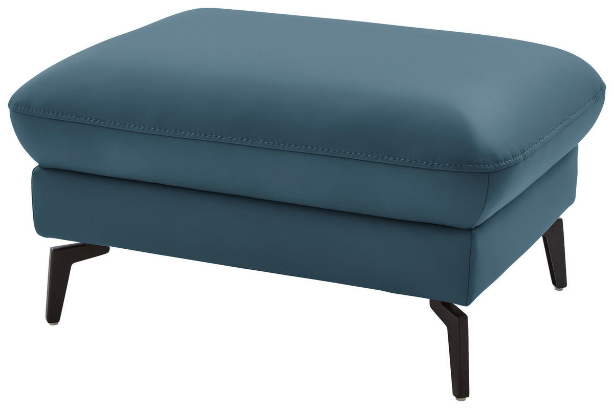 ECKSOFA in Echtleder Blau  - Blau/Schwarz, Natur, Leder/Metall (168/281cm) - Valdera