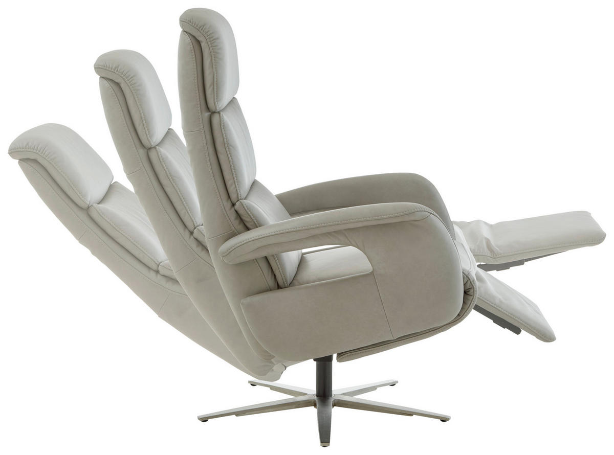 RELAX FOTEL - nemesacél/szürkésbézs, Design, bőr/fém (76/119/86cm) - Valdera