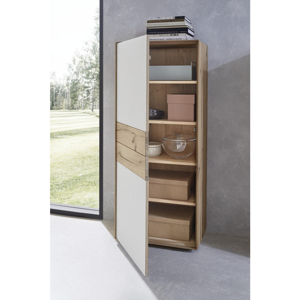 Thumbnail - Valnatura Highboard, Weiß, Eiche, Holz, Asteiche, massiv, 4 Fächer, 62x148x40 cm, Pefc, Goldenes M, Made in Germany, Dgm...