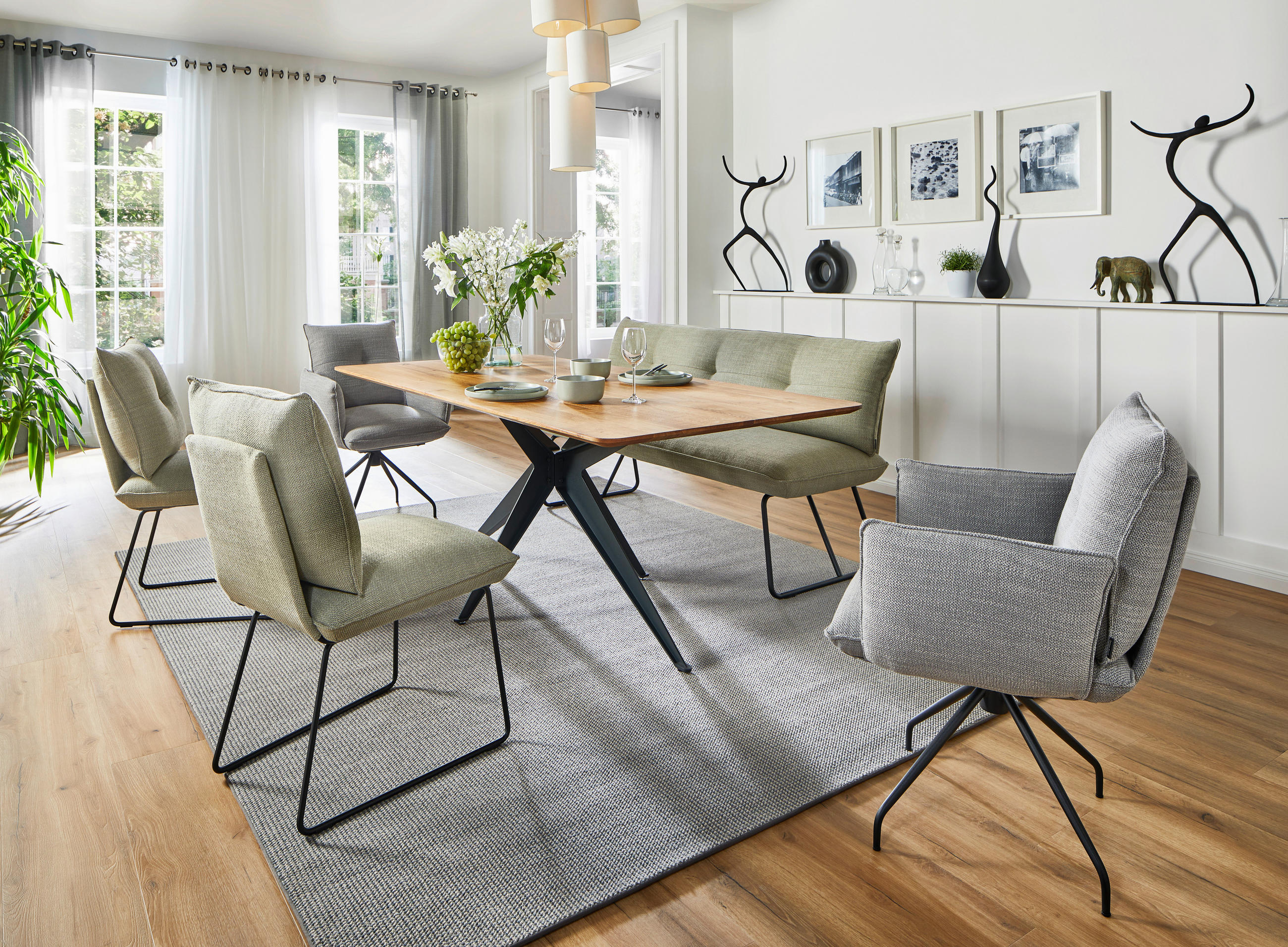 SITZBANK 180/90/70 cm  in Grün, Beige  - Beige/Schwarz, Design, Textil/Metall (180/90/70cm) - Dieter Knoll