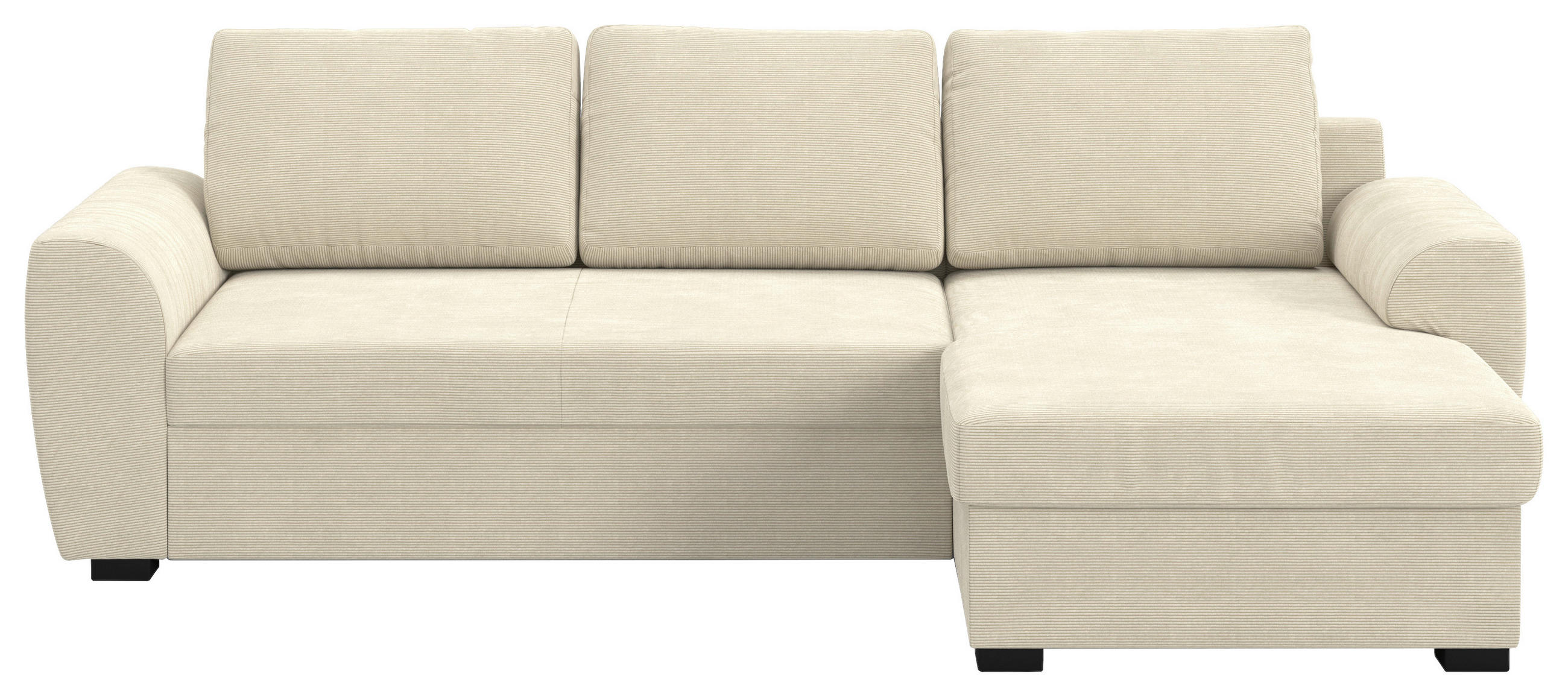 ECKSOFA Beige Cord Zierkissen, Bettkasten  - Beige/Schwarz, Trend, Kunststoff/Textil (253/154cm) - MID.YOU