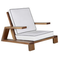 LOUNGESESSEL  - Weiß/Akaziefarben, KONVENTIONELL, Holz (100/70/92cm) - Gardenson