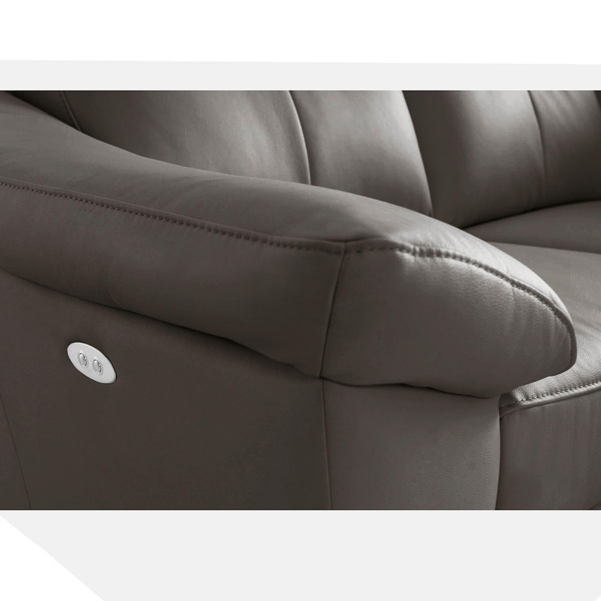 ECKSOFA Dunkelbraun Echtleder Lederlook  - Chromfarben/Dunkelbraun, Design, Leder/Textil (242/194cm) - Livetastic