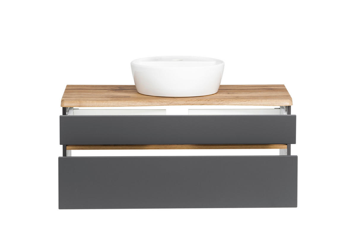 WASCHTISCHKOMBI 101 cm  - Graphitfarben/Weiß, Natur, Keramik/Holzwerkstoff (101cm) - Xora