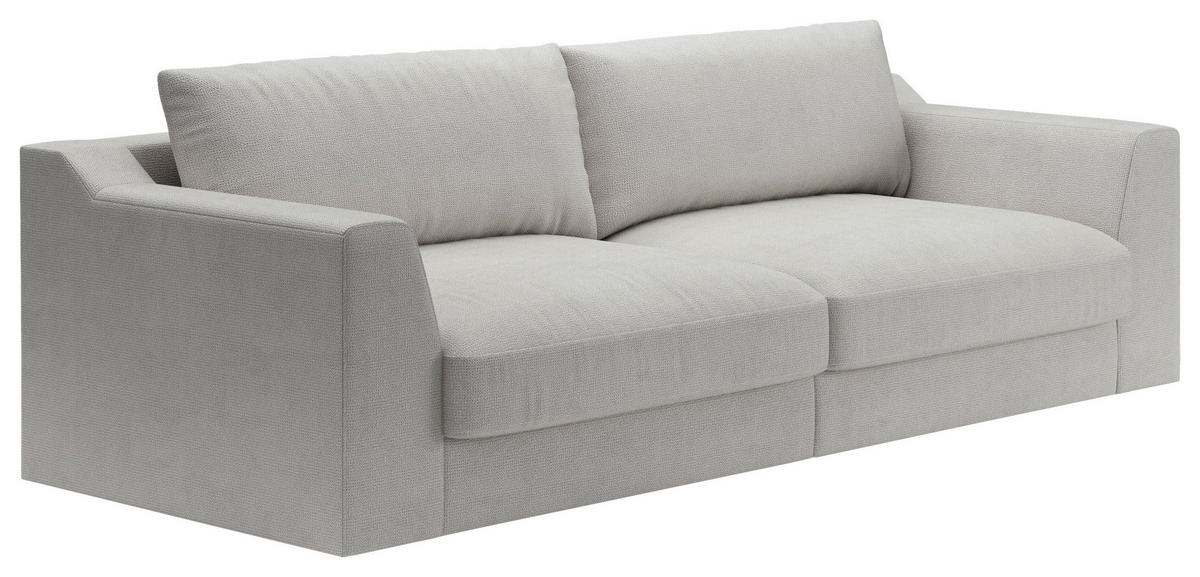 BIGSOFA Chenille, Flachgewebe Hellgrau  - Hellgrau/Schwarz, Design, Kunststoff/Textil (276/90/109cm) - home24