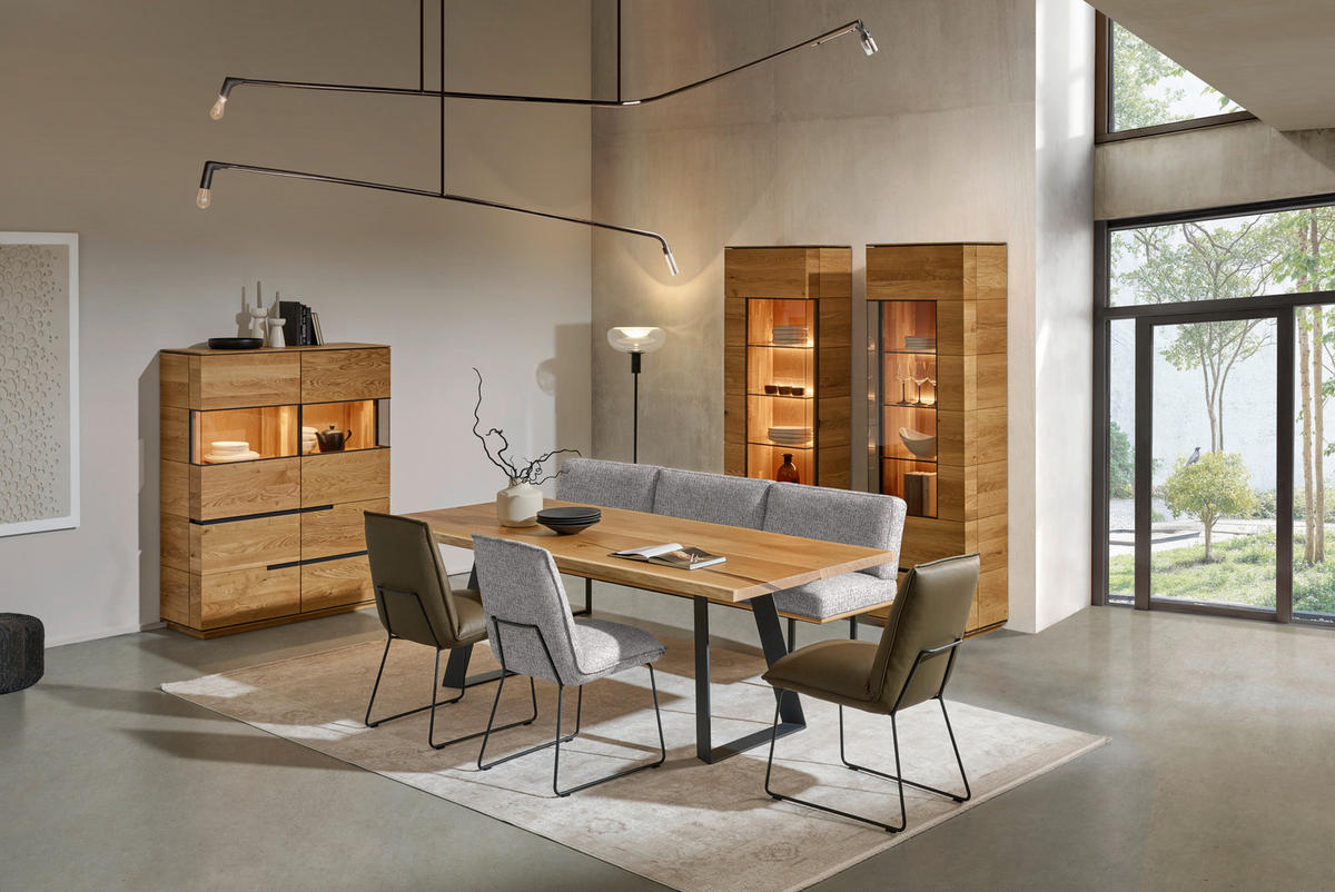 STUHL  Stoff-/Lederauswahl Webstoff  - Greige/Graphitfarben, Design, Textil/Metall (52/85/66cm) - Cassando