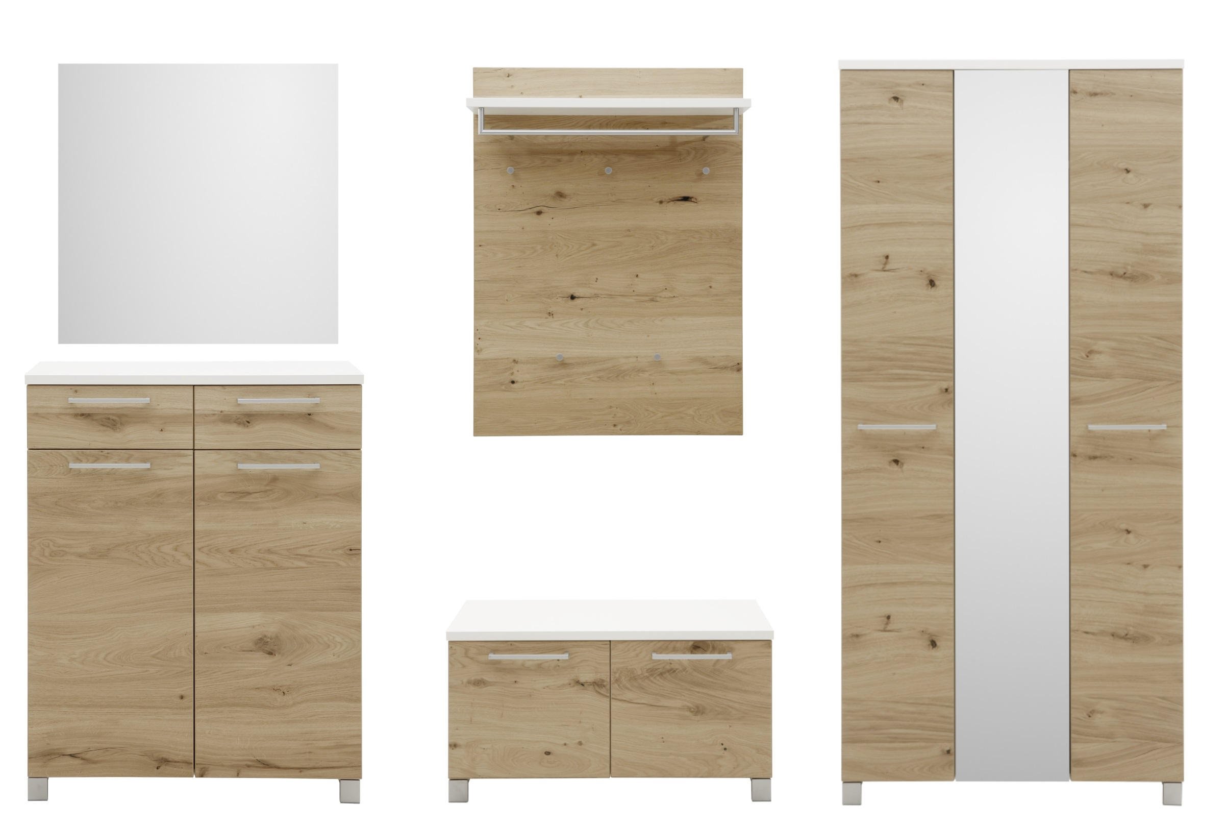 GARDEROBE Weiß, Eichefarben - Eichefarben/Weiß, Design, Holz (290/193/40cm) - Dieter Knoll