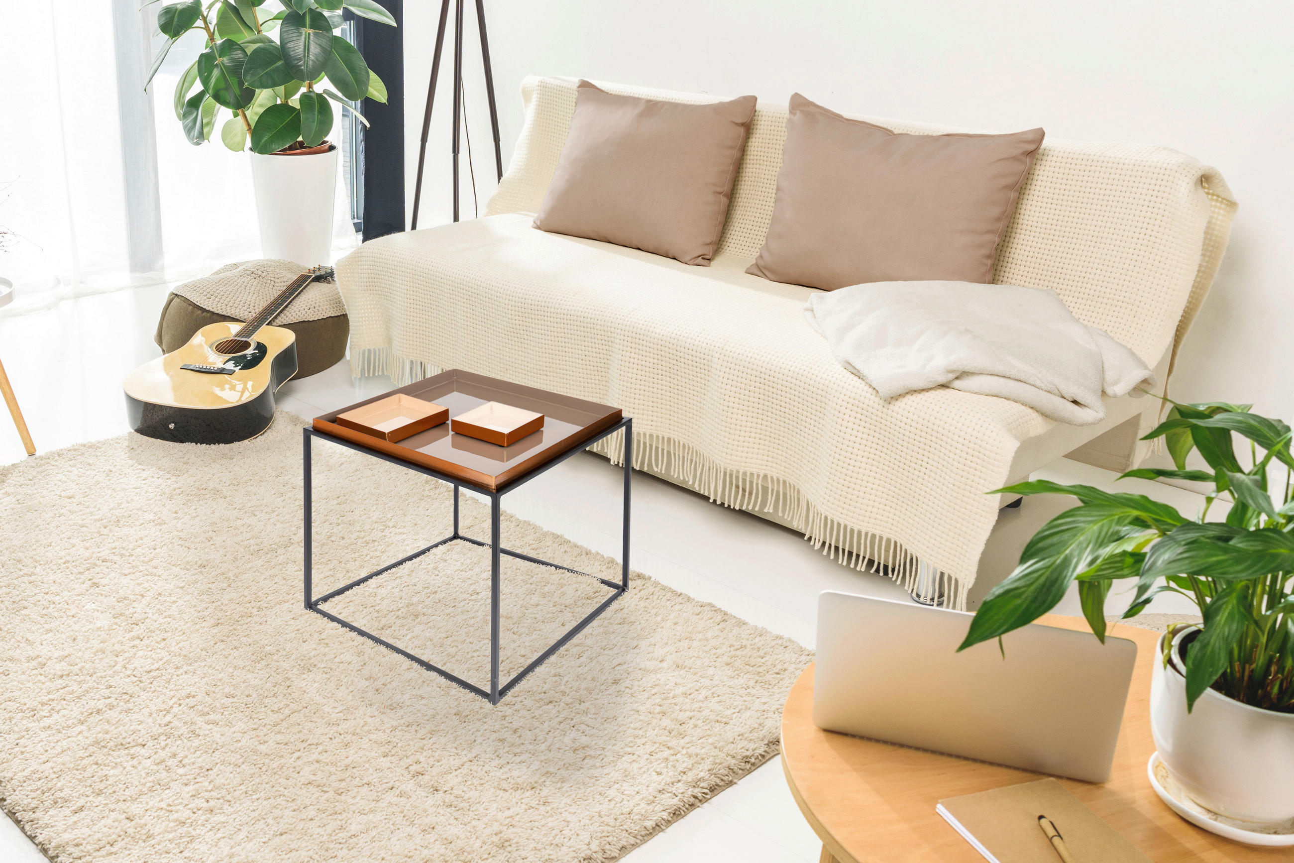 BEISTELLTISCH 40/40/40 cm Creme, Beige, Mokka quadratisch  - Beige/Creme, Design, Metall (40/40/40cm) - Kayoom