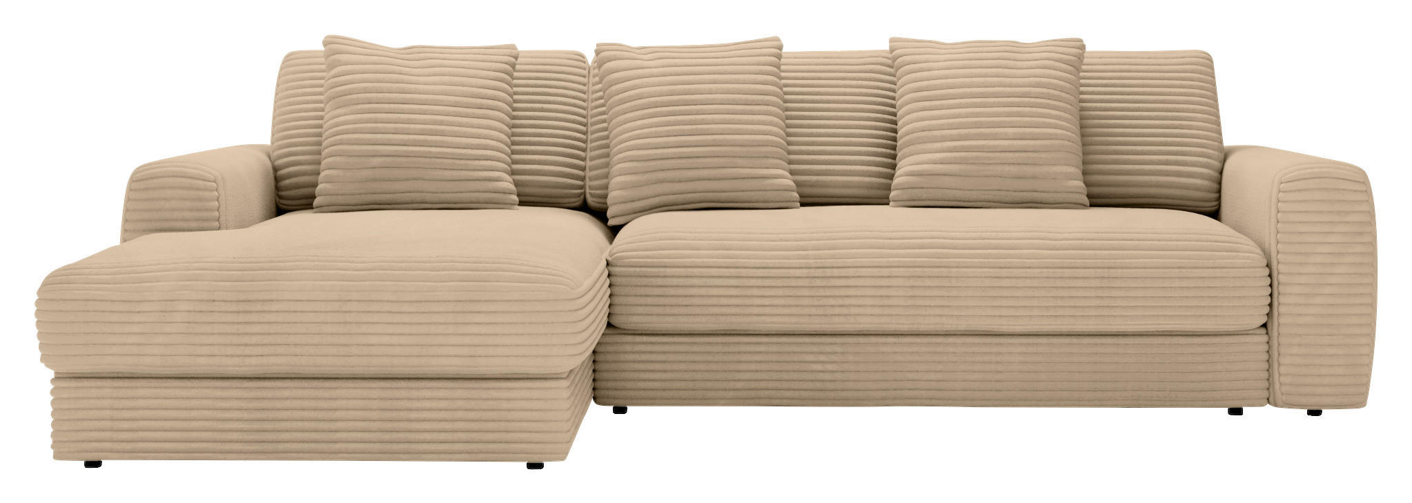 ECKSOFA in Cord Beige  - Beige/Schwarz, Modern, Kunststoff/Textil (182/302cm) - Carryhome