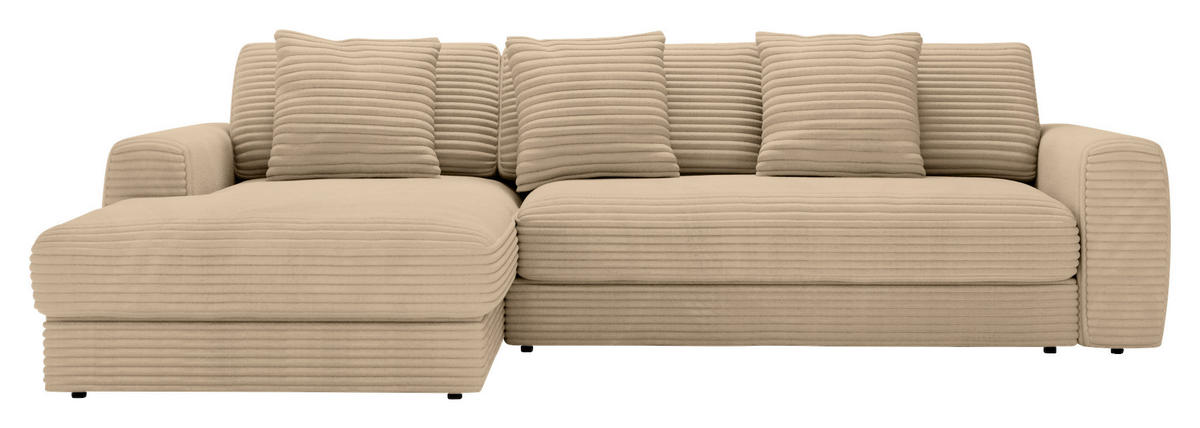 ECKSOFA in Cord Beige  - Beige/Schwarz, Modern, Kunststoff/Textil (182/302cm) - Carryhome