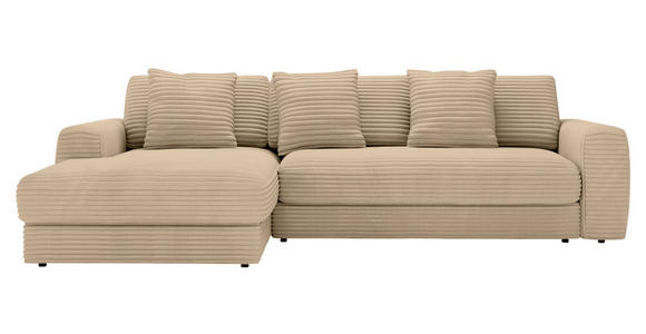 ECKSOFA in Cord Beige  182/302 cm  - Beige/Schwarz, MODERN, Kunststoff/Textil (182/302cm) - Carryhome