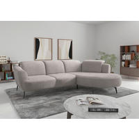 ECKSOFA ZOE E Silberfarben Chenille  - Silberfarben/Schwarz, KONVENTIONELL, Textil/Metall (309/199cm) - Sit & More