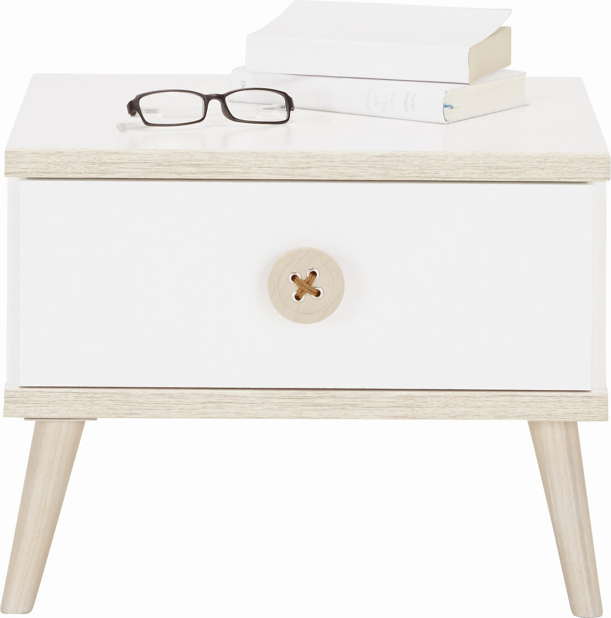 NOČNÍ STOLEK bílá, barvy dubu - bílá/barvy dubu, Moderní, dřevo/kompozitní dřevo (52/40/38cm) - Modern Living