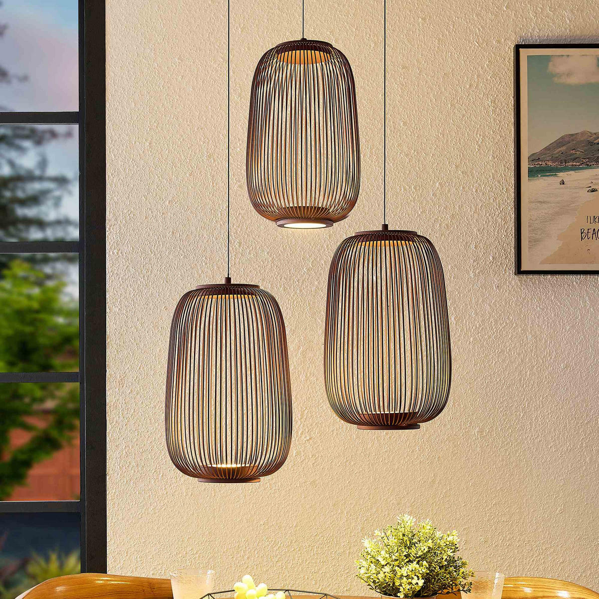 LED-HÄNGELEUCHTE Cage 40/50-150 cm  - Kupferfarben, Design, Kunststoff/Metall (40/50-150cm) - Dieter Knoll