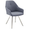 ARMLEHNSTUHL  in Edelstahl Lederlook  - Blau/Edelstahlfarben, Design, Textil/Metall (55/86/63cm) - Novel