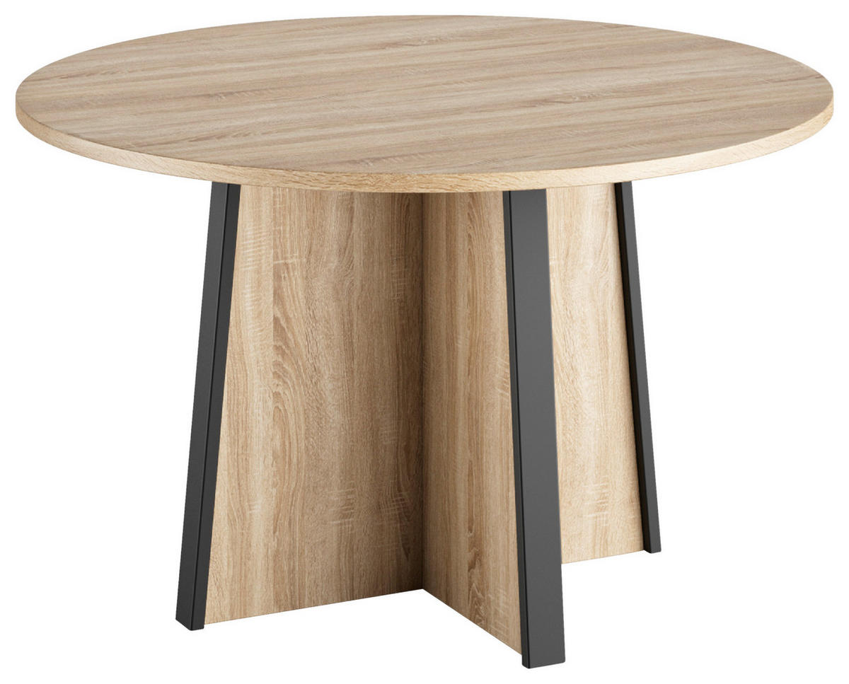 ESSTISCH in Holzwerkstoff 120/120/74 cm  - Eichefarben/Schwarz, MODERN, Holzwerkstoff (120/120/74cm) - MID.YOU