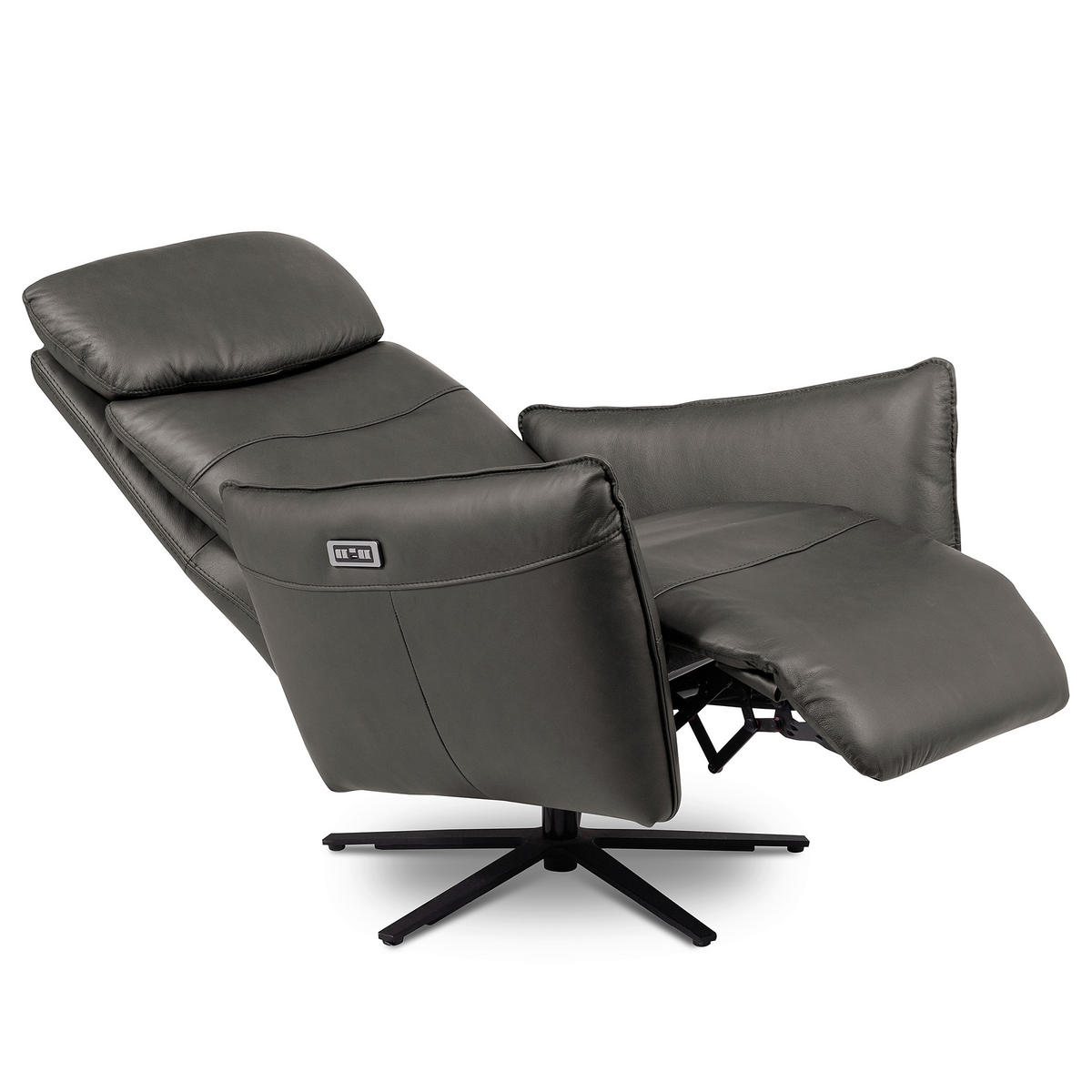 RELAXSESSEL in Leder Anthrazit  - Anthrazit/Schwarz, Design, Leder/Metall (77/107/88cm) - Livetastic