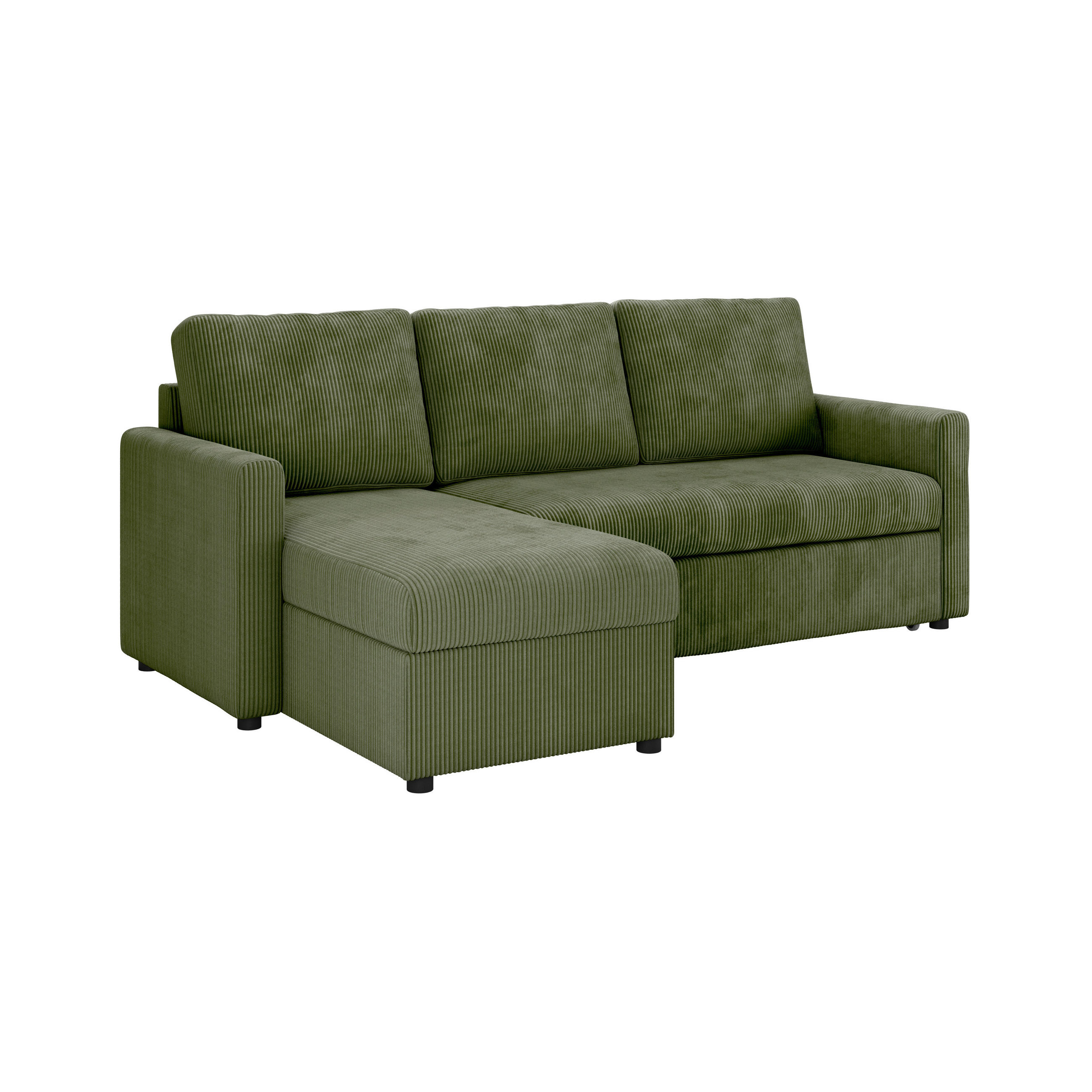 ECKSOFA Grün  - Schwarz/Grün, Basics, Holz/Kunststoff (215/145cm) - MID.YOU