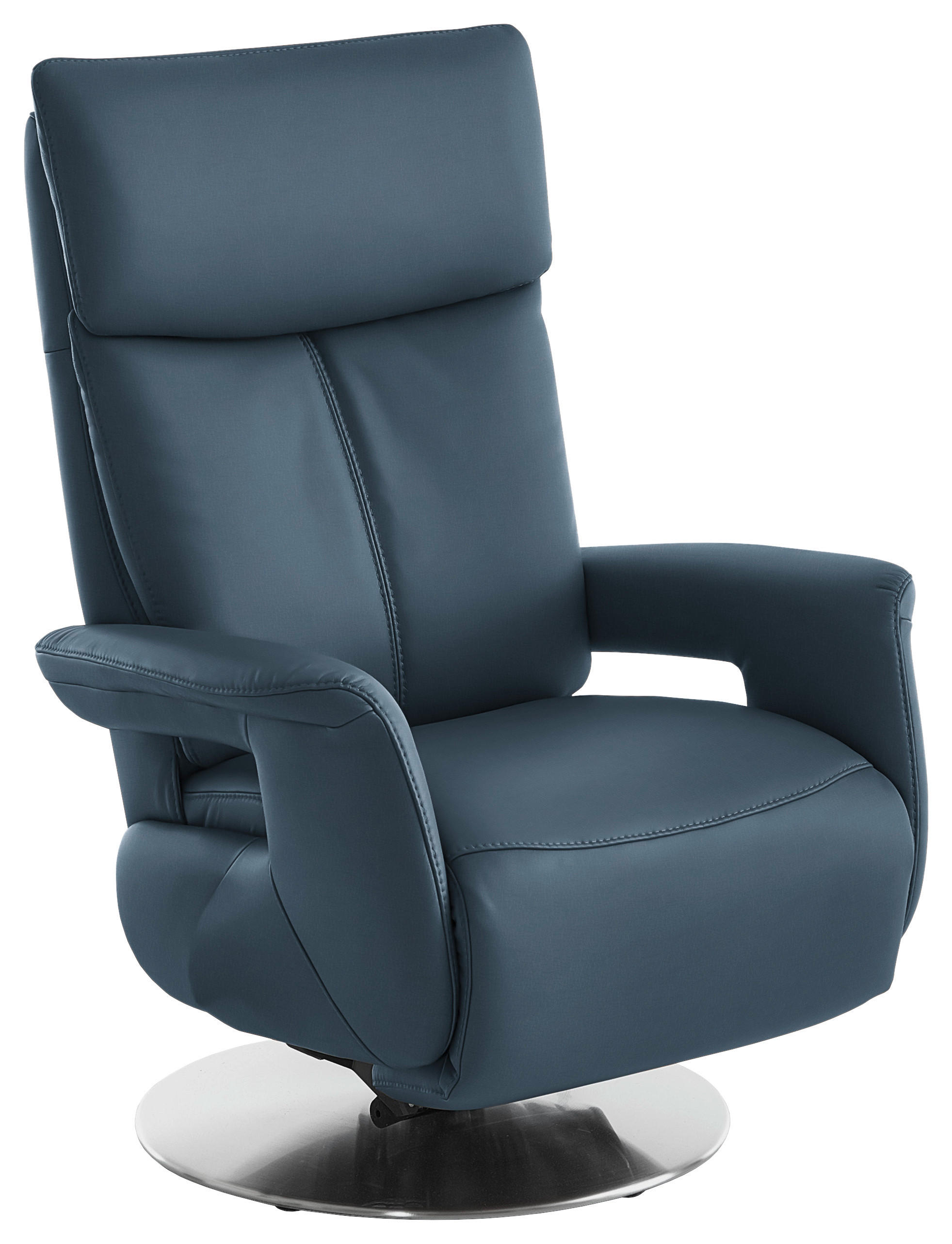 RELAXSESSEL in Leder Blau  - Blau/Edelstahlfarben, Design, Leder/Metall (78/112/85cm) - Cantus