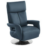 RELAXSESSEL in Leder Blau  - Blau/Edelstahlfarben, Design, Leder/Metall (78/112/85cm) - Cantus