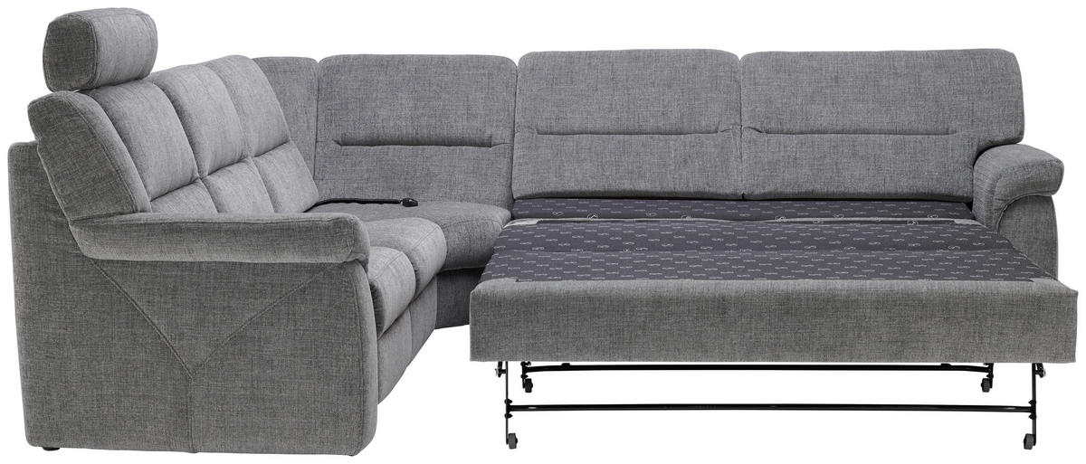 ECKSOFA in Chenille Grau  - Schwarz/Grau, Konventionell, Kunststoff/Textil (252/282cm) - Himolla