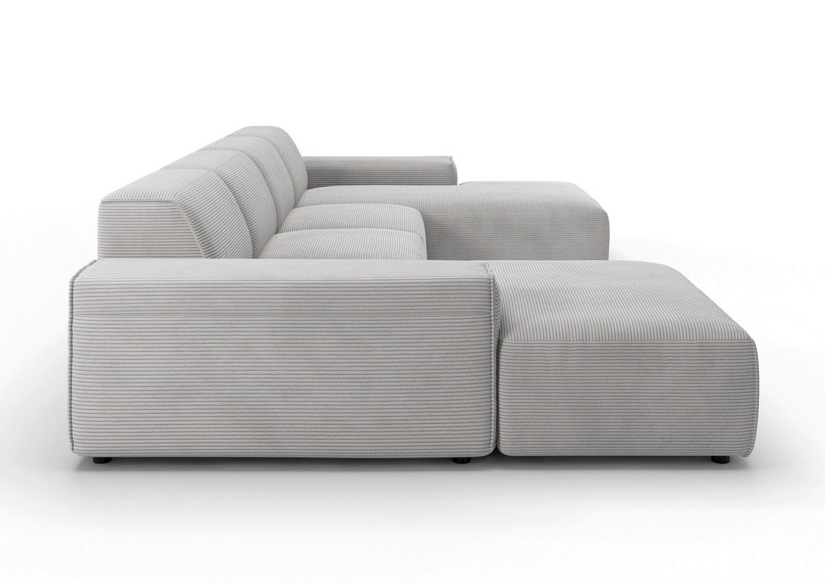 WOHNLANDSCHAFT Grau Cord  - Schwarz/Grau, MODERN, Kunststoff/Textil (189/340/189cm) - Pure Home Lifestyle