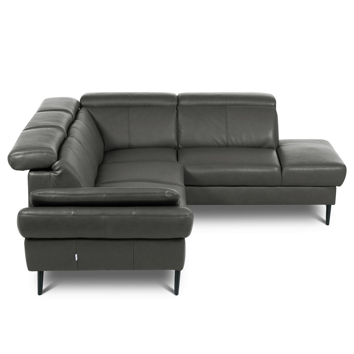 ECKSOFA Lederlook Echtleder Anthrazit  - Anthrazit/Schwarz, Design, Leder/Textil (264/211cm) - Livetastic