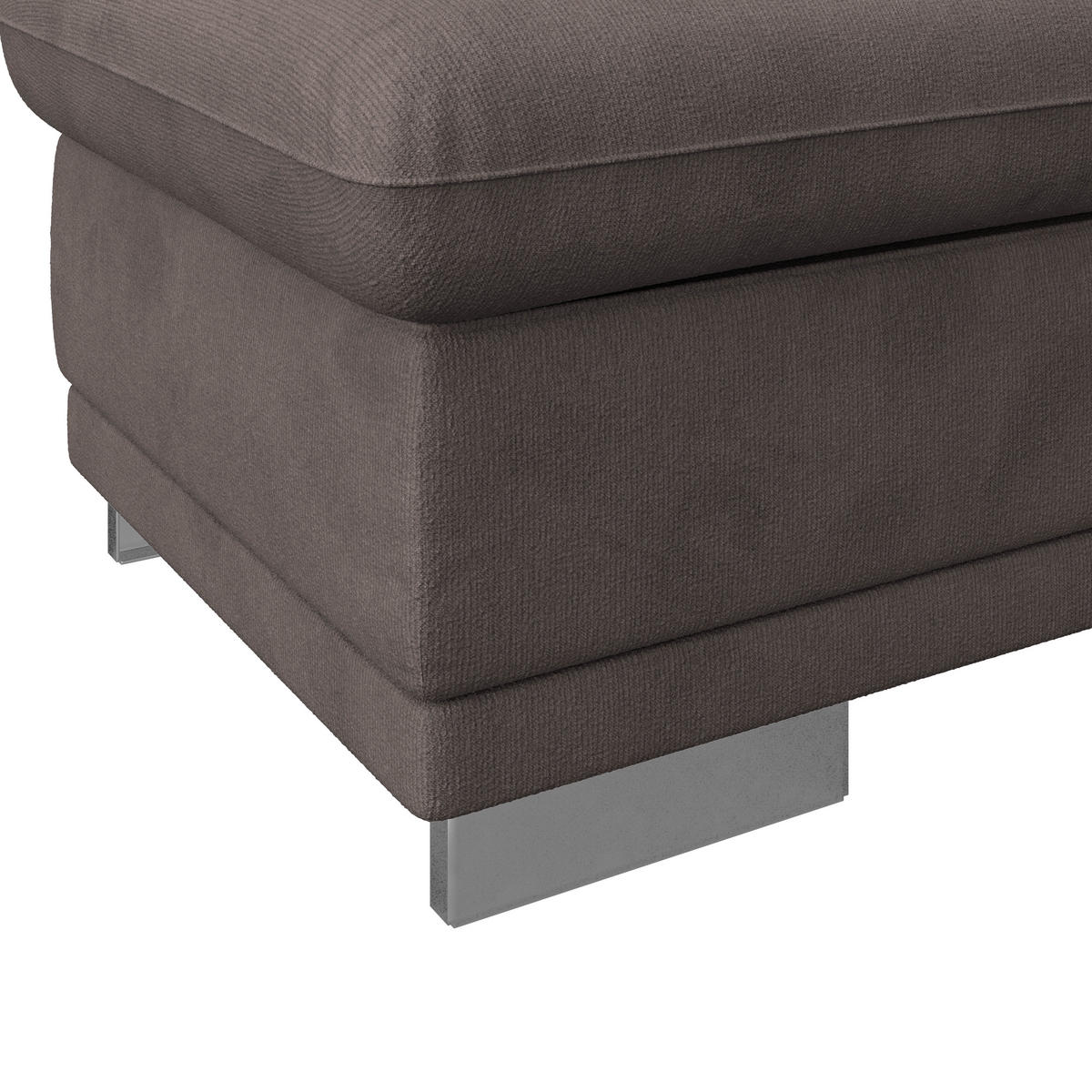 HOCKER in Textil Braun  - Chromfarben/Braun, Konventionell, Textil/Metall (97/47/67cm) - MID.YOU
