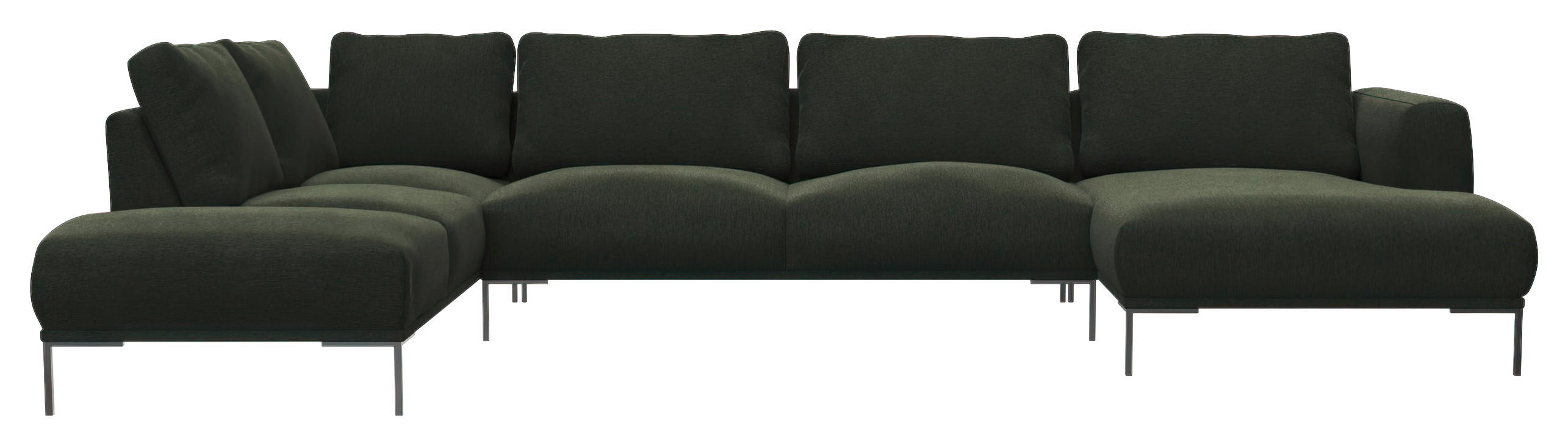 WOHNLANDSCHAFT Waldgrün Webstoff, Flachgewebe  - Waldgrün/Schwarz, Design, Textil/Metall (206/376/148cm) - Livetastic