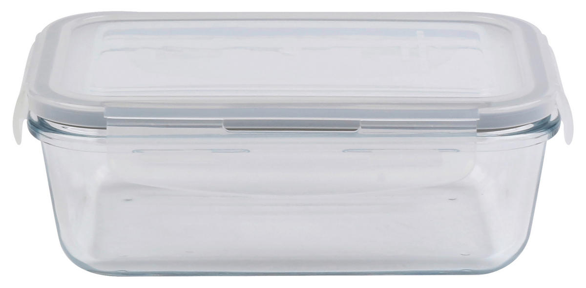 KRABIČKA NA POTRAVINY sklo  plast 1,3 l - šedá/průhledné, Basics, plast/sklo (18/12,5/5,8cm) - Boxxx
