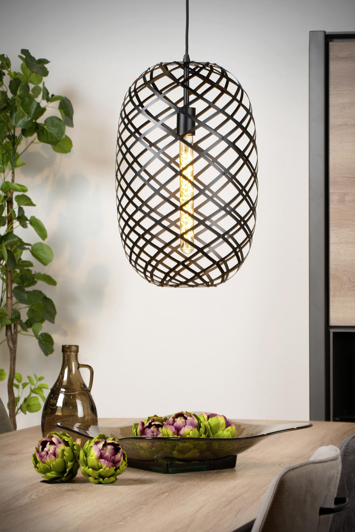 HÄNGELEUCHTE WOLFRAM 32/180 cm   - Schwarz, KONVENTIONELL, Metall (32/180cm) - Lucide