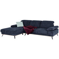 ECKSOFA ROYCE Dunkelblau Struktur  - Schwarz/Dunkelblau, MODERN, Textil/Metall (194/283cm) - MID.YOU