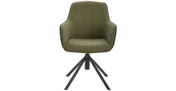 ARMLEHNSTUHL  , Sitzfläche 360° drehbar  , Schwarz, Olivgrün  - Schwarz/Olivgrün, Design, Textil/Metall (60/88/64cm) - Novel