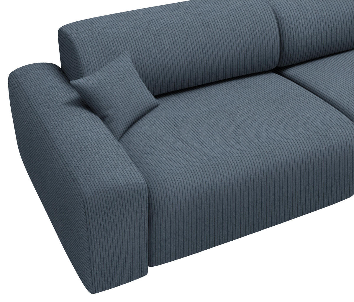 ECKSOFA in Velours, Feincord Blaugrau  292/178 cm  - Blaugrau/Schwarz, Design, Kunststoff/Textil (292/178cm) - home24