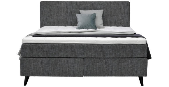 BOXSPRINGBETT 160/200 cm  in Grau  - Schwarz/Grau, KONVENTIONELL, Holz/Textil (160/200cm) - Voleo