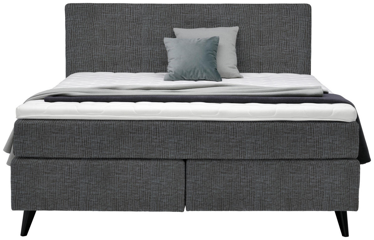 BOXSPRINGBETT 180/200 cm  in Grau  - Schwarz/Grau, Konventionell, Holz/Textil (180/200cm) - Voleo