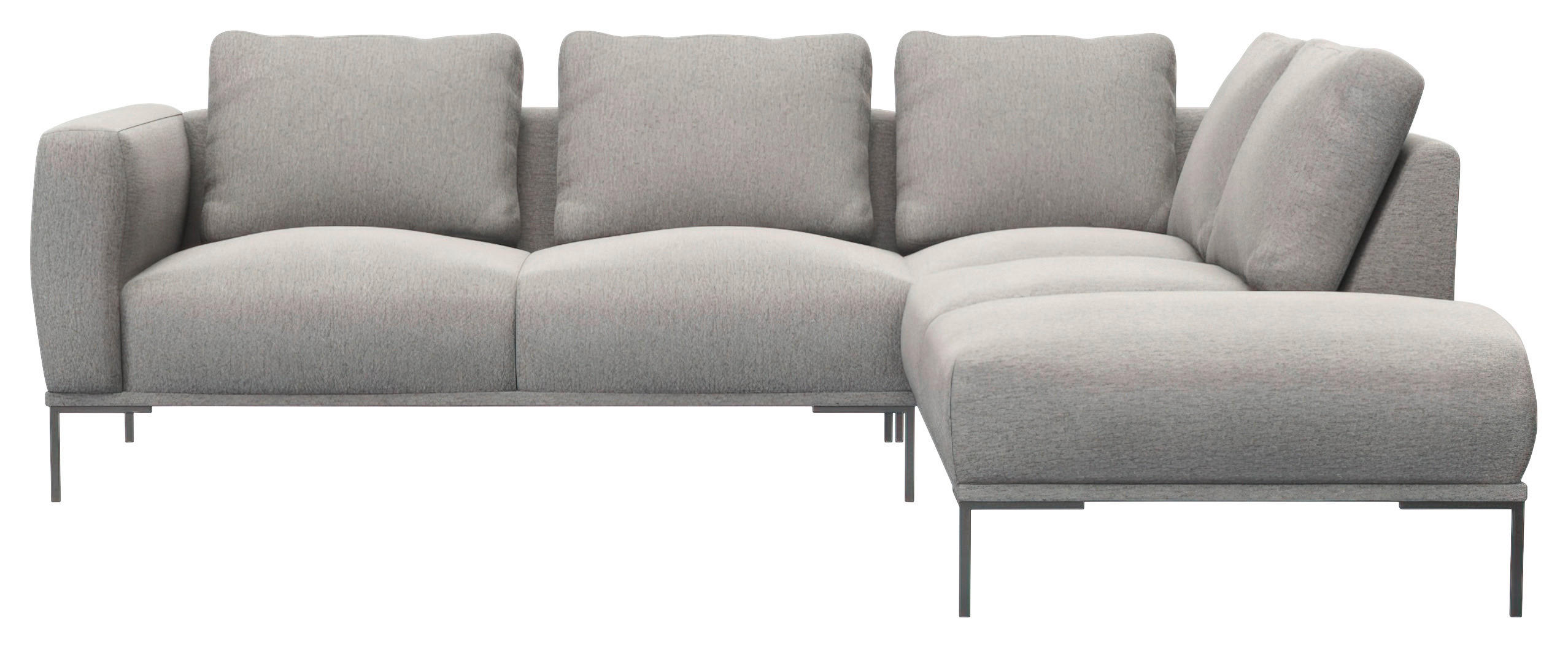 ECKSOFA Grau Webstoff, Flachgewebe  - Schwarz/Grau, Design, Textil/Metall (252/206cm) - Livetastic