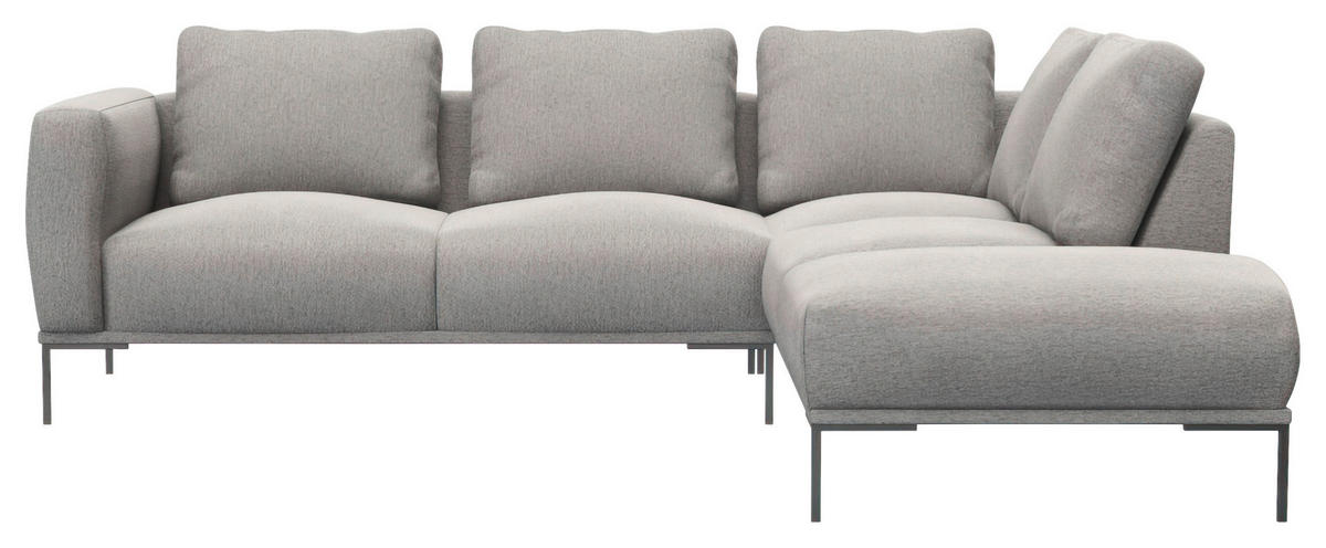 ECKSOFA Grau Webstoff, Flachgewebe  - Schwarz/Grau, Design, Textil/Metall (252/206cm) - Livetastic
