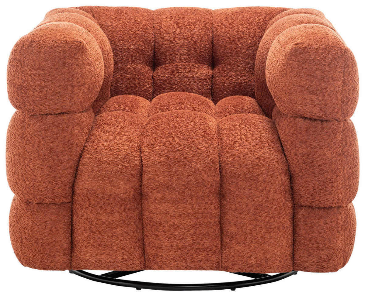 SESSEL in Bouclé Orange  - Schwarz/Orange, Design, Textil/Metall (94/83/71cm) - Livetastic