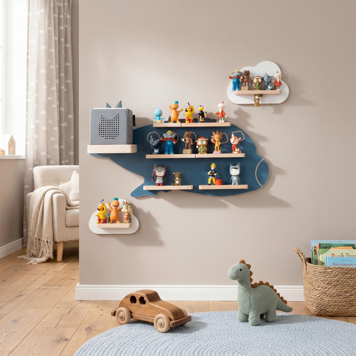 KINDERREGAL  - Blau/Weiss, Modern, Holzwerkstoff (60/30/19cm) - Livetastic