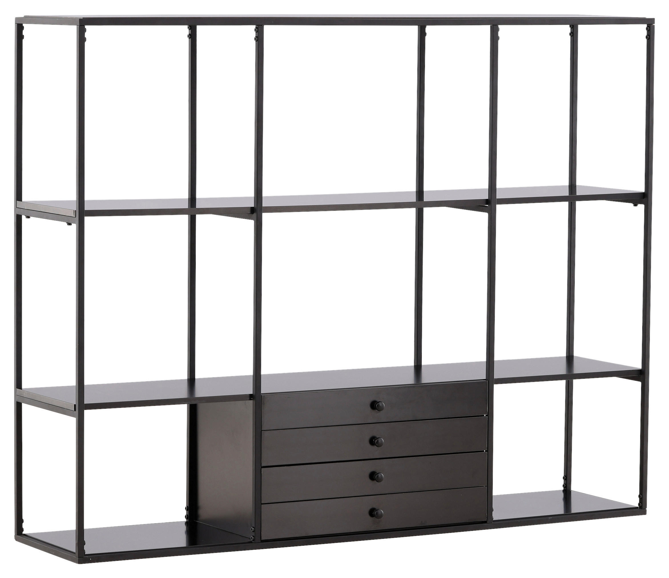 REGAL  150/120/35 cm Schwarz, Nussbaumfarben  - Nussbaumfarben/Schwarz, Design, Holzwerkstoff/Metall (150/120/35cm) - Livetastic