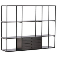 REGAL Schwarz, Nussbaumfarben  - Nussbaumfarben/Schwarz, Design, Holzwerkstoff/Metall (150/120/35cm) - Livetastic