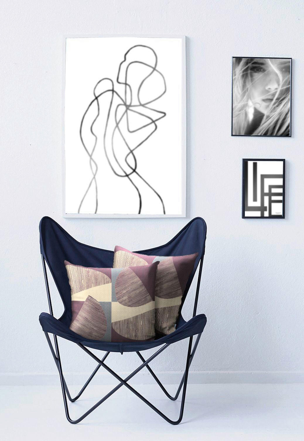 Thumbnail - Ambiente Kissenhülle Loft Style, Mauve, Textil, Graphik, 46x46 cm, Oeko-Tex® Standard 100, hochwertige Qualität, Wohntex...