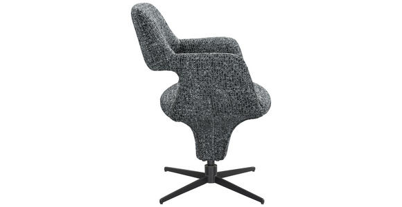 ARMLEHNSTUHL  Stoffauswahl, Sitzfläche 360° drehbar, automatische Rückholfunktion Mikrofaser  - Schwarz/Grau, Design, Textil/Metall (61/84/63cm) - Novel